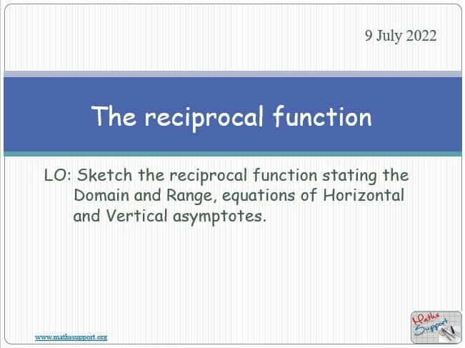 Maths IGCSE E3.24 The Reciprocal functions